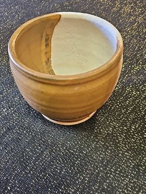 Handcrafted Ceramic Pottery Bowl - Brown and Cream